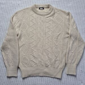 Vintage Fisherman Sweater CARL MICHAELS Mens Large Cream Pullover VTG